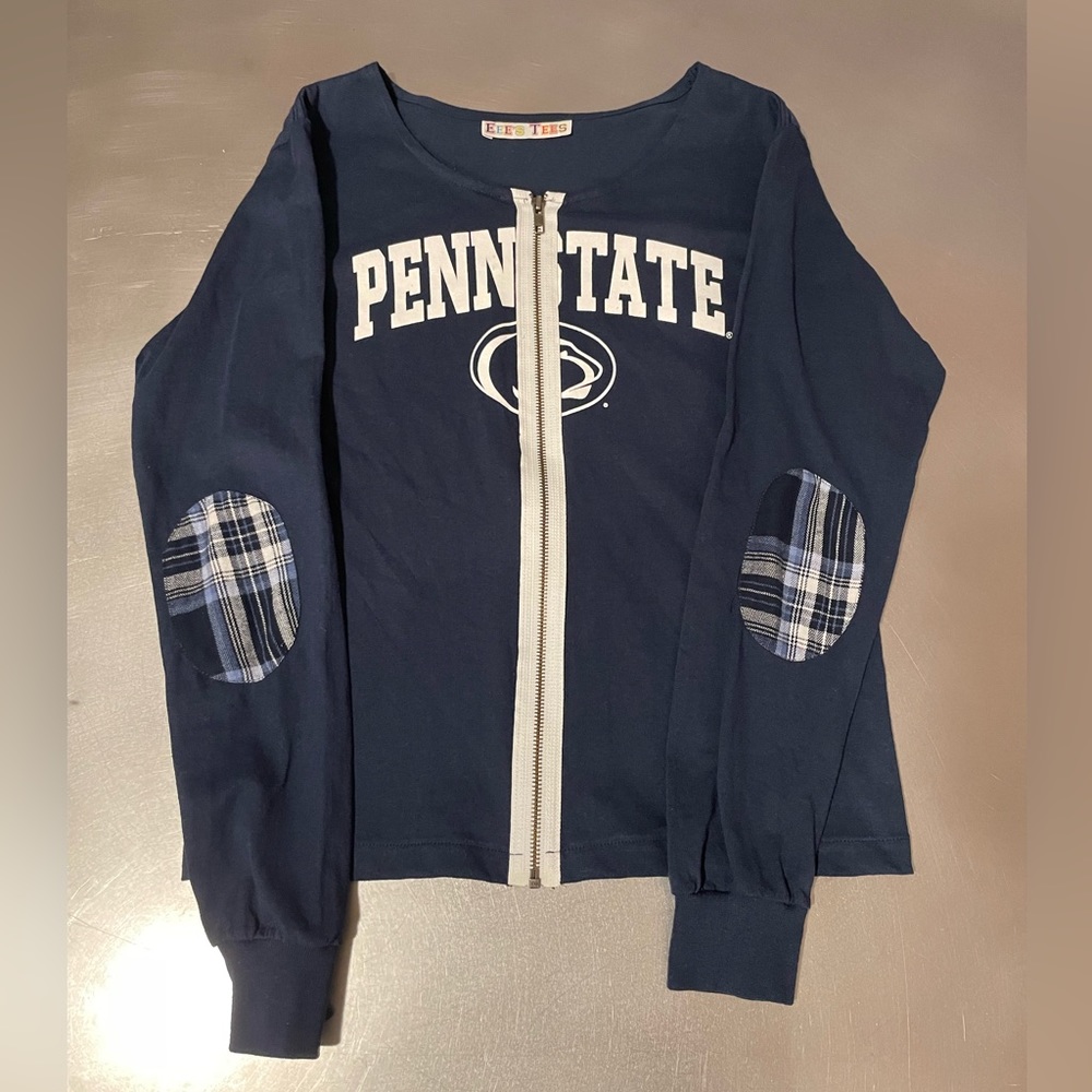 Penn State zip front long sleeve T-shirt with elbow patch detail